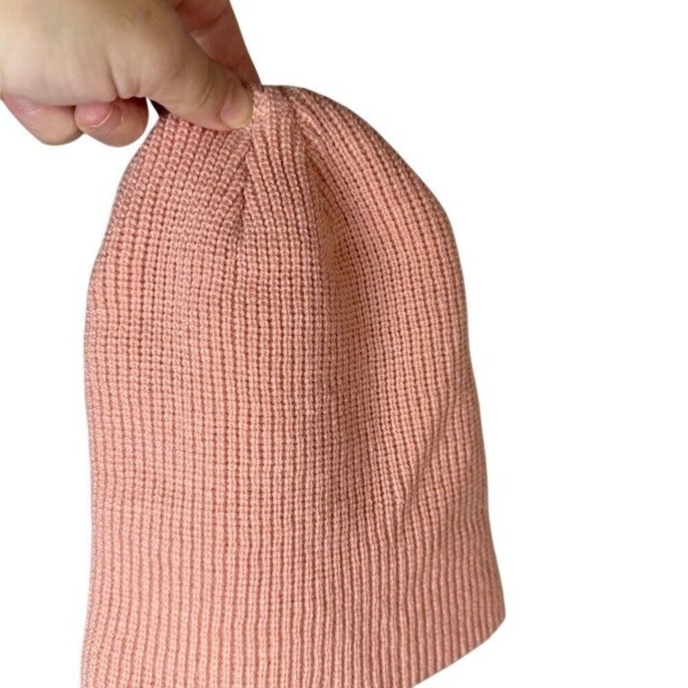 Slouchy Beanie Hat Womens One Size Pink Ribbed Knit Stretch Casual